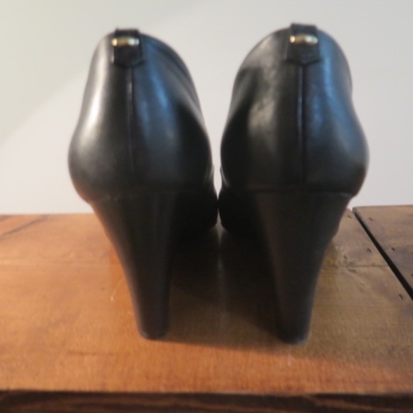 Black Leather Wedges - Picture 2 of 4